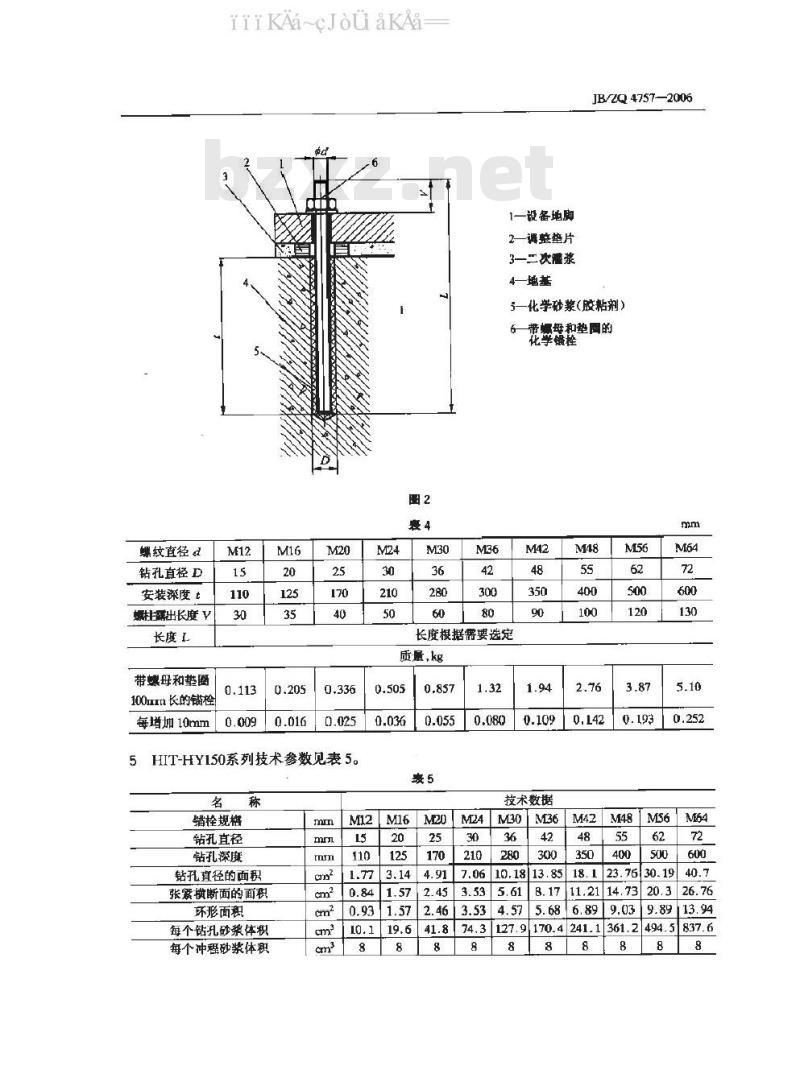 JB/ZQ 4757-2006 化学锚栓