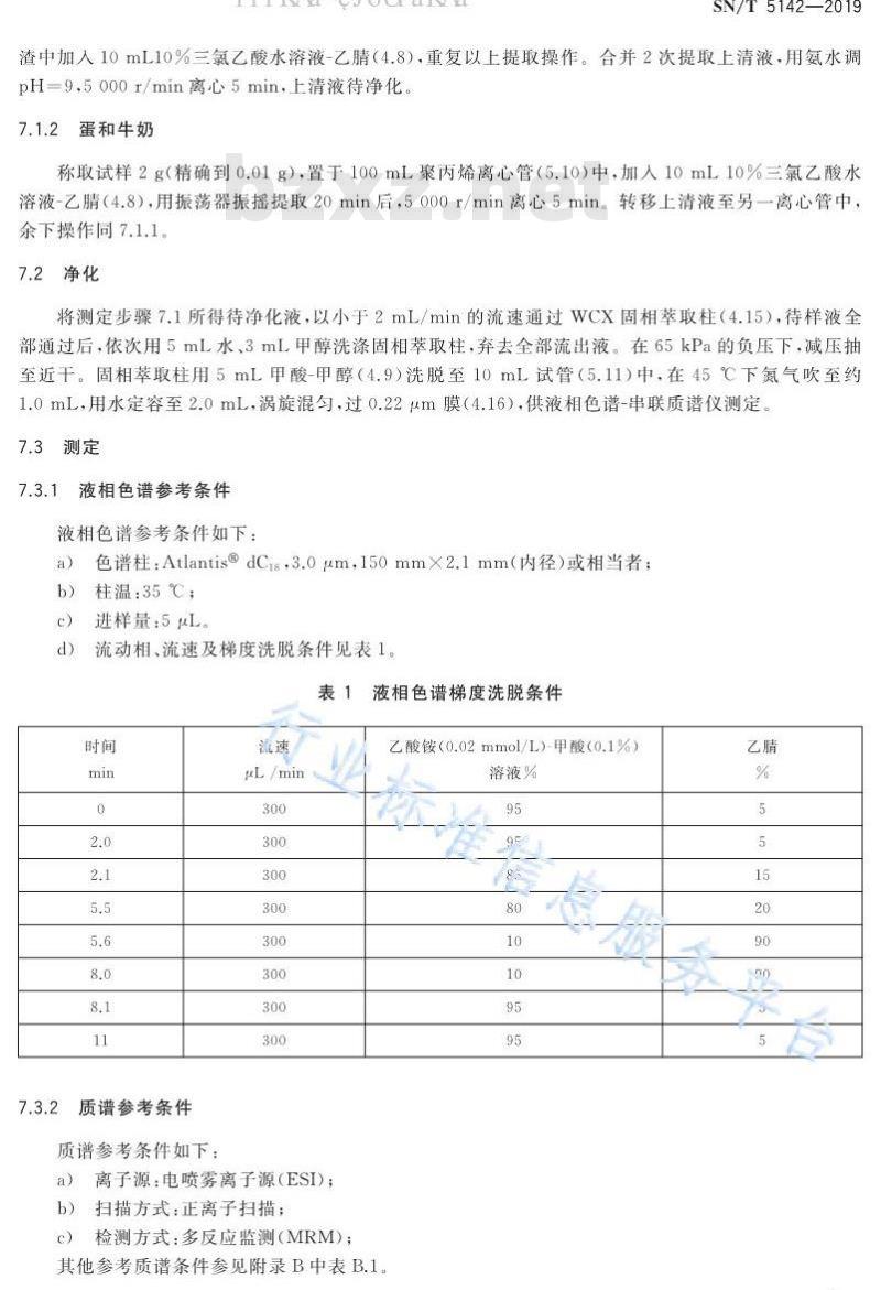SN/T 5142-2019 进出口动物源性食品中粘菌素残留量的测定 液相色谱-串联质谱法