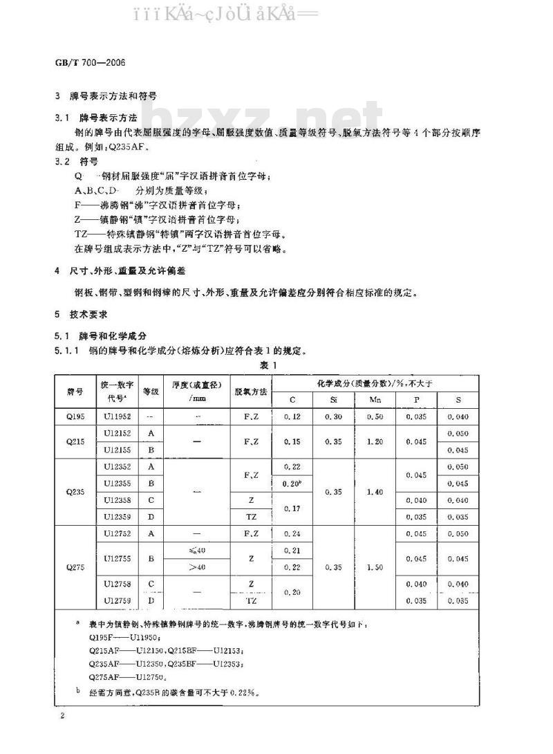 GB/T 700-2006 碳素结构钢