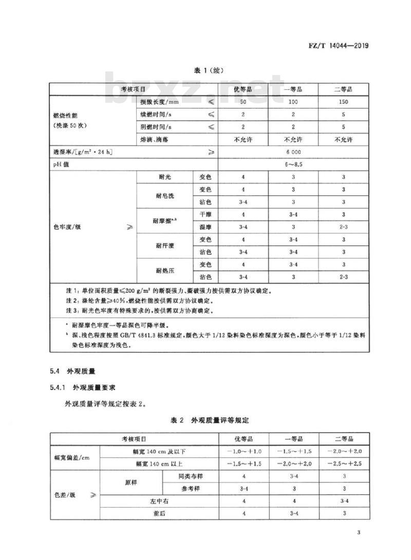 FZ/T 14044-2019 棉与涤混纺阻燃染色布