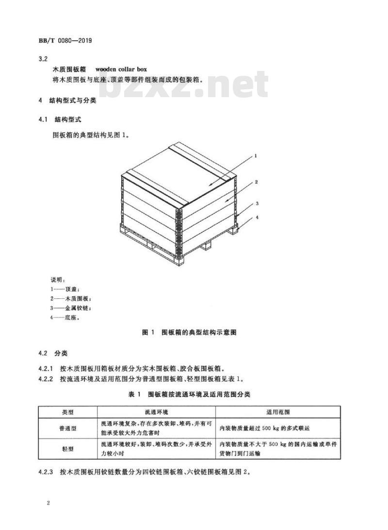 BB/T 0080-2019 木质围板箱