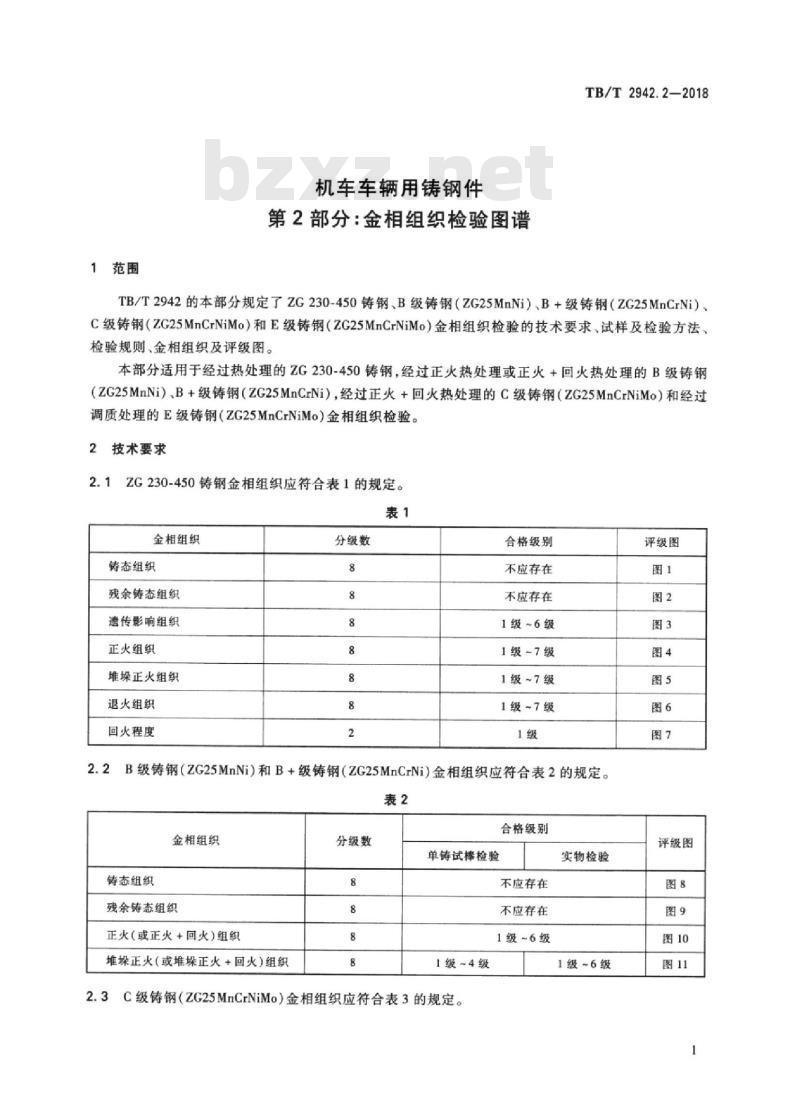 TB/T 2942.2-2018 机车车辆用铸钢件 第2部分：金相组织检验图谱