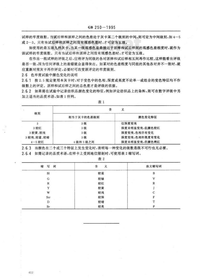 GB 250-1995 评定变色用灰色样卡