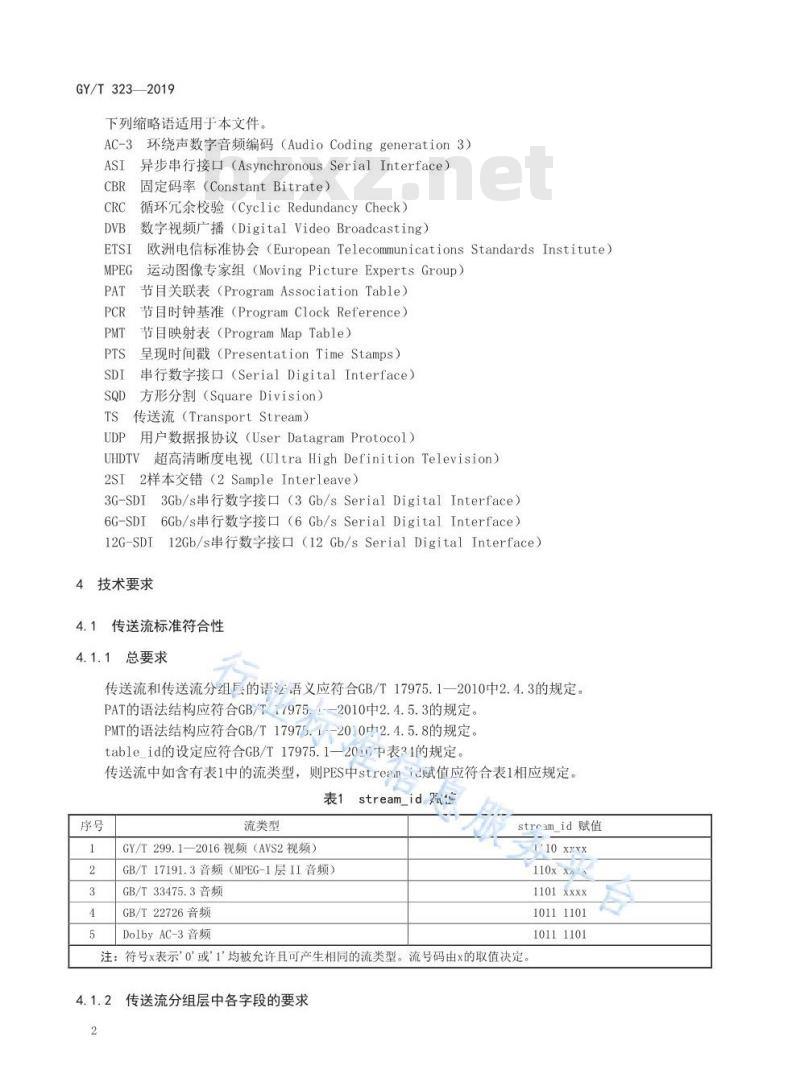GY/T 323-2019 AVS2 4K超高清编码器技术要求和测量方法