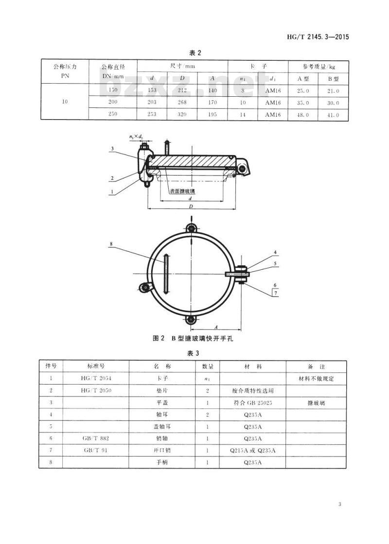 HG/T 2145.3-2015 代替 HG/T 2145.3-2009 搪玻璃快开手孔