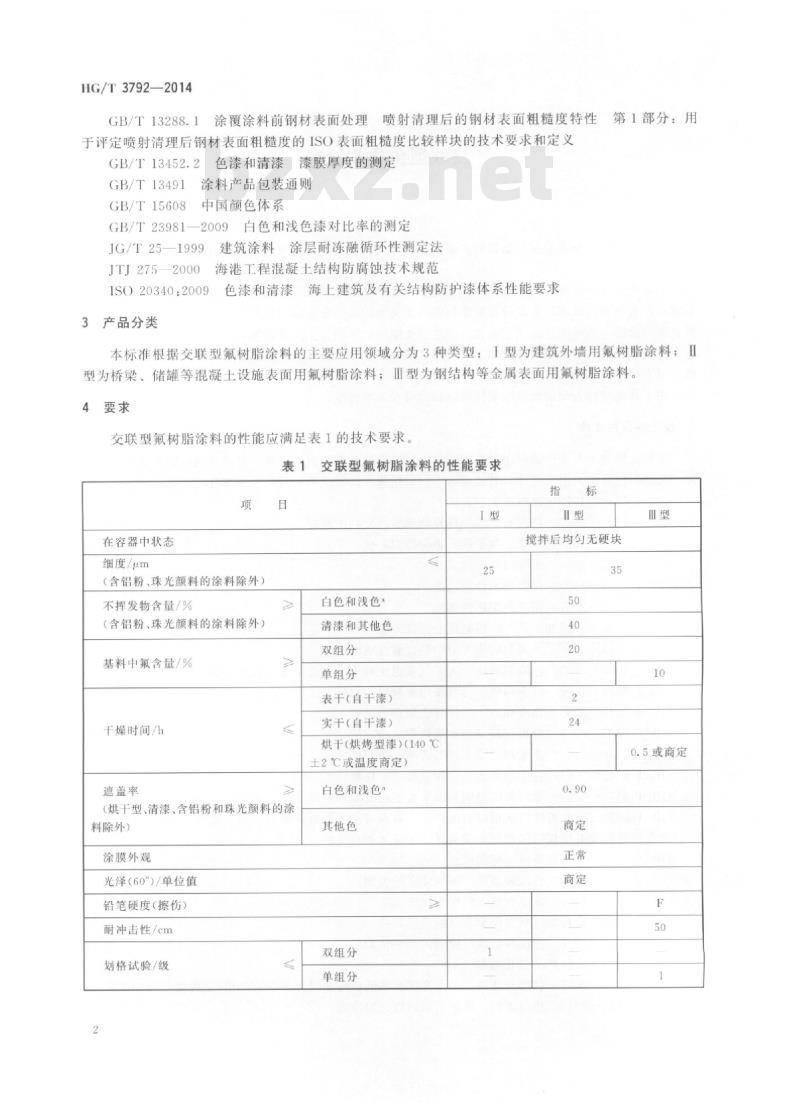 HG/T 3792-2014 代替 HG/T 3792-2005 交联型氟树脂涂料
