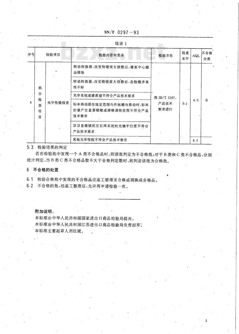 SN/T 0297-93 出口生物显微镜检验规程