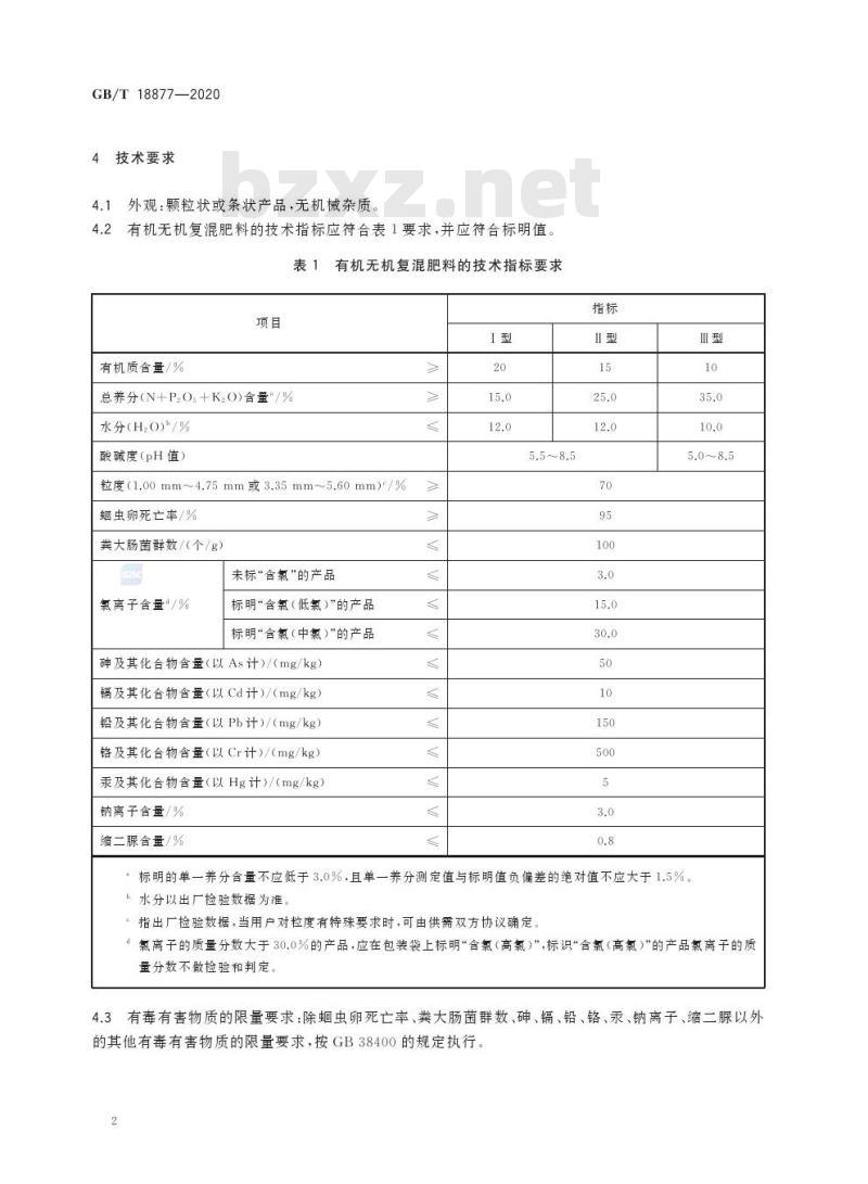 GB/T 18877-2020 有机无机复混肥料