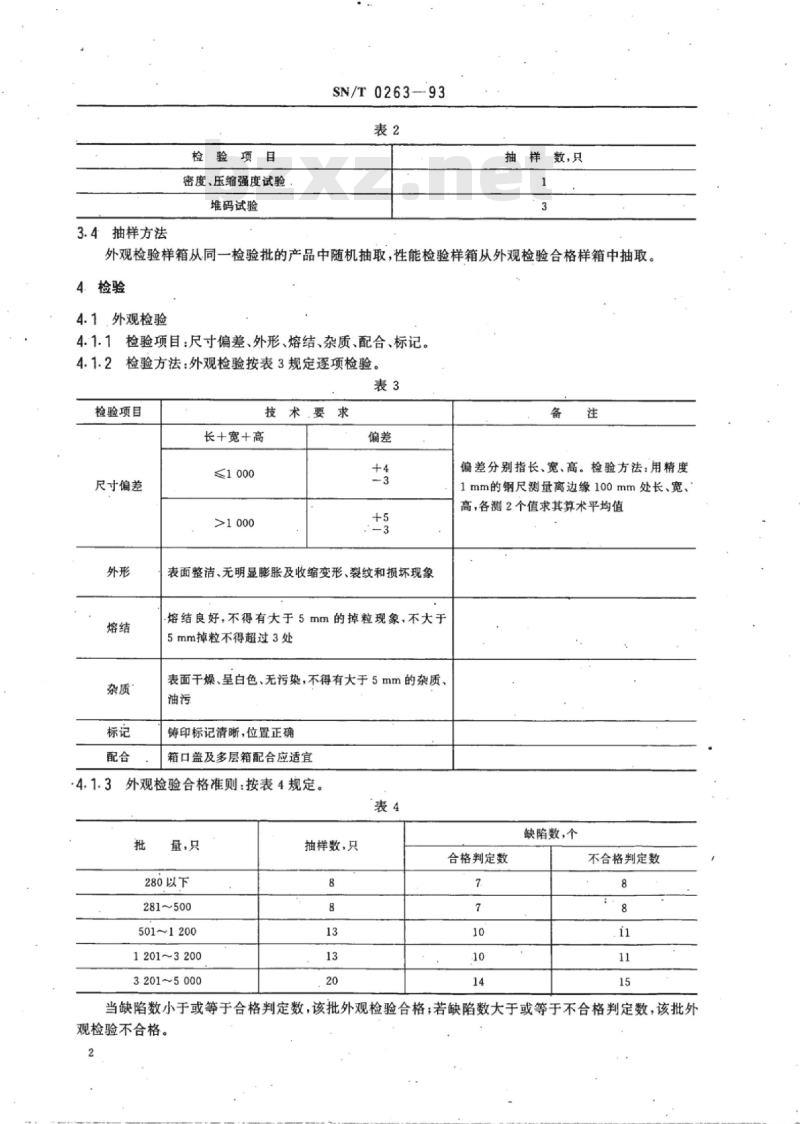 SN/T 0263-93 出口商品运输包装聚苯乙烯泡沫箱检验规程