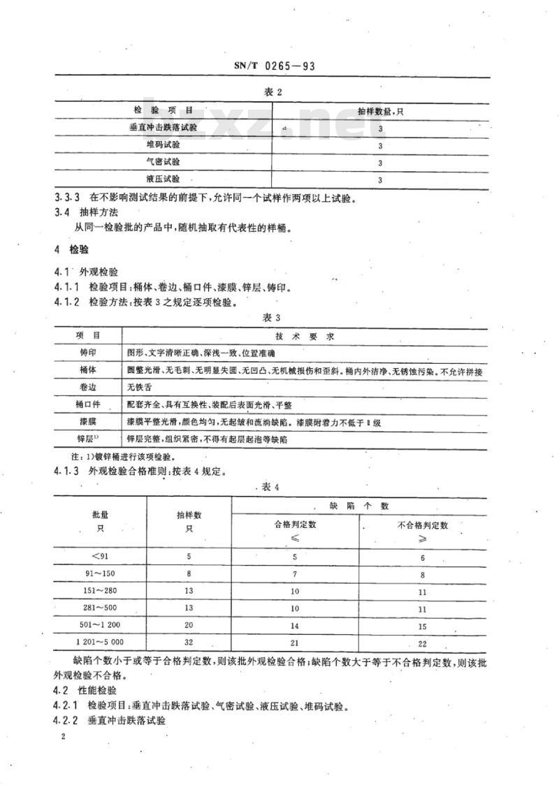 SN/T 0265-93 出口商品运输包装闭口钢桶检验规程
