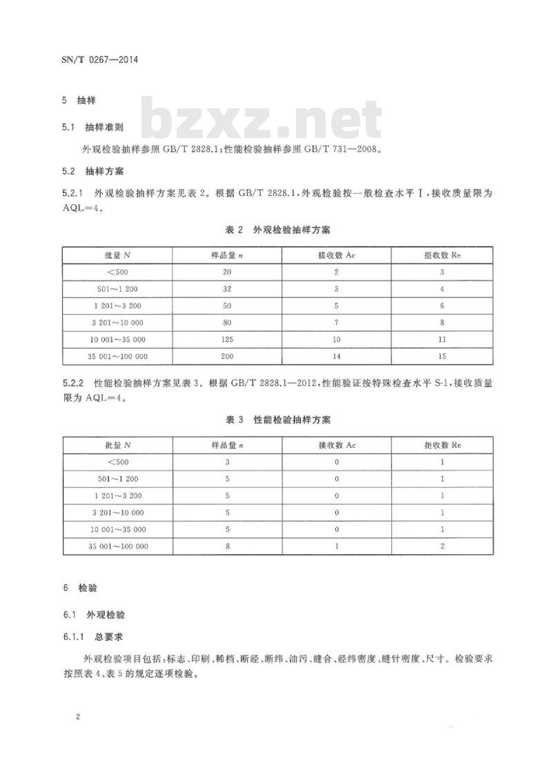 SN/T 0267-2014 出口商品运输包装麻袋检验规程