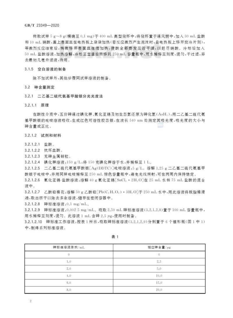 GB/T 23349-2020 肥料中砷、镉、铬、铅、汞含量的测定