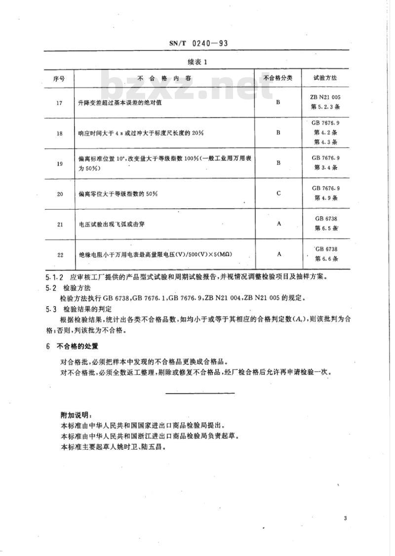 SN/T 0240-93 出口万用电表检验规程