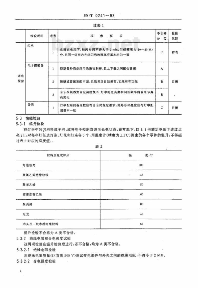 SN/T 0241-93 出口小型节日灯串检验规程