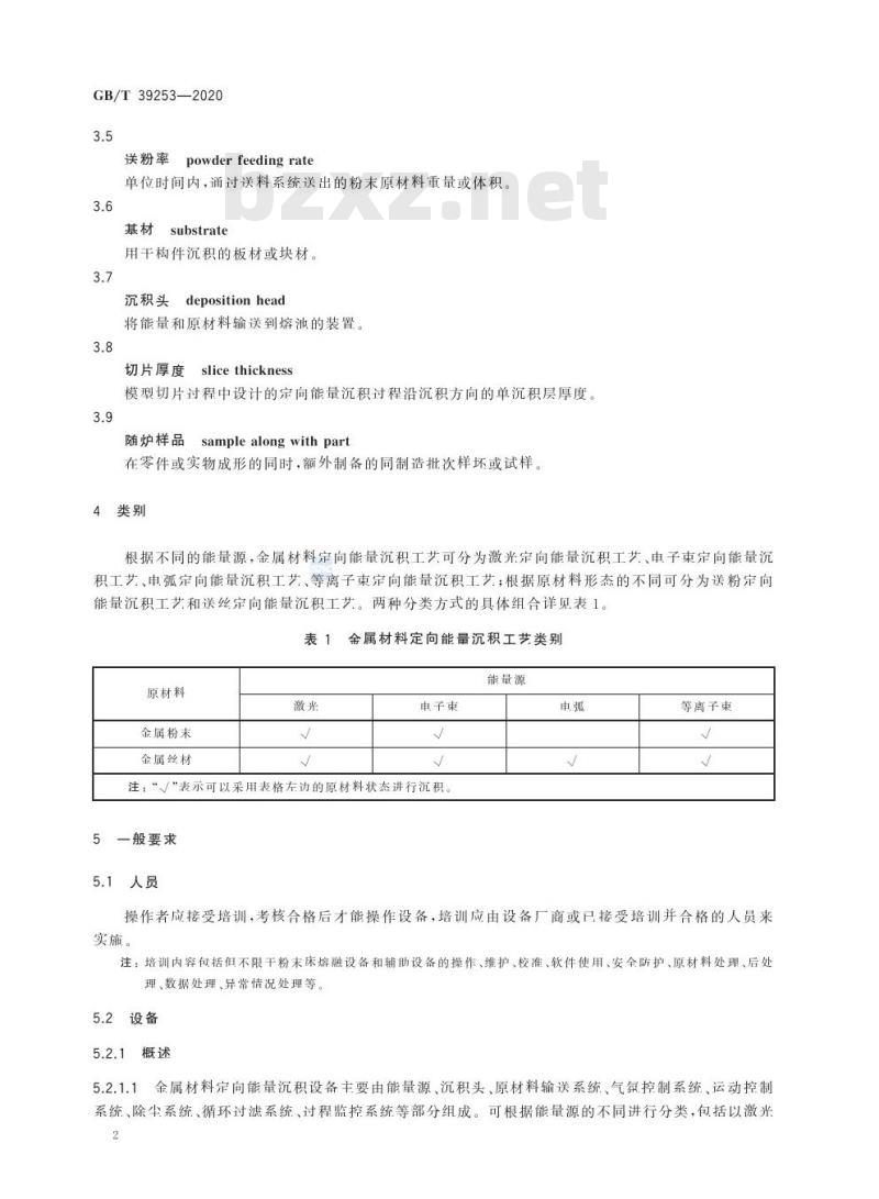 GB/T 39253-2020 增材制造 金属材料定向能量沉积工艺规范