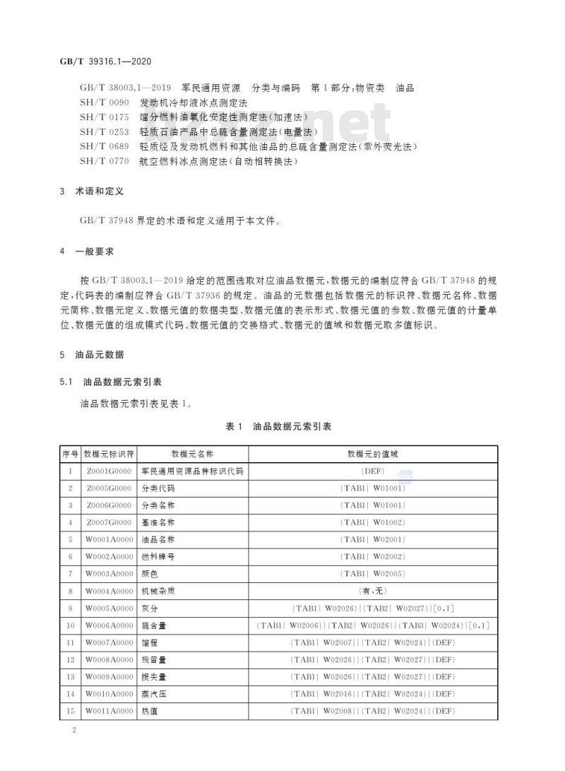 GB/T 39316.1-2020 军民通用资源 元数据第1部分:物资类 油品
