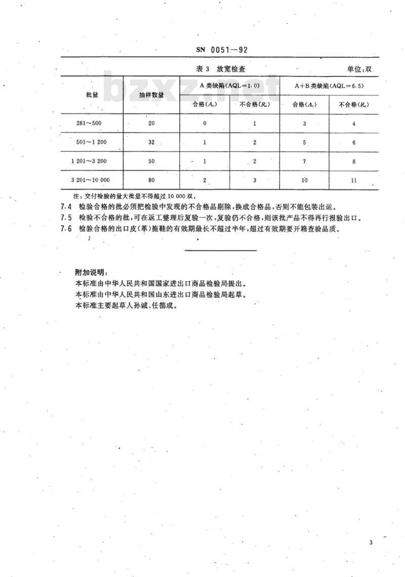 SN 0051-92 出口皮(革)拖鞋检验规程