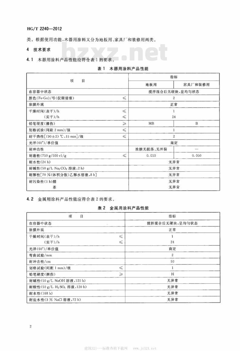 HG/T 2240-2012 代替 HG/T 2240-1991 潮(湿)气固化聚氨酯涂料(单组分)