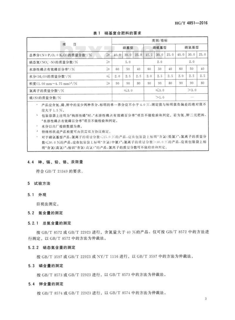 HG/T 4851-2016 硝基复合肥料