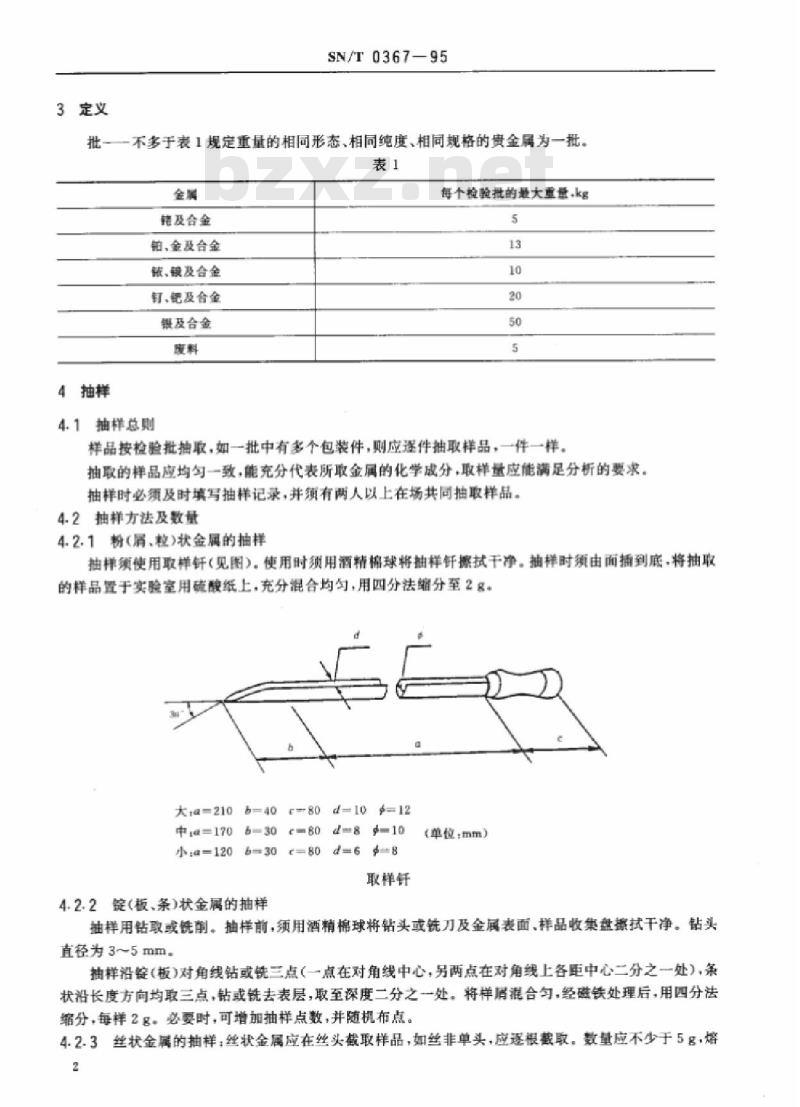 SN/T 0367-95 出口贵金属检验规程