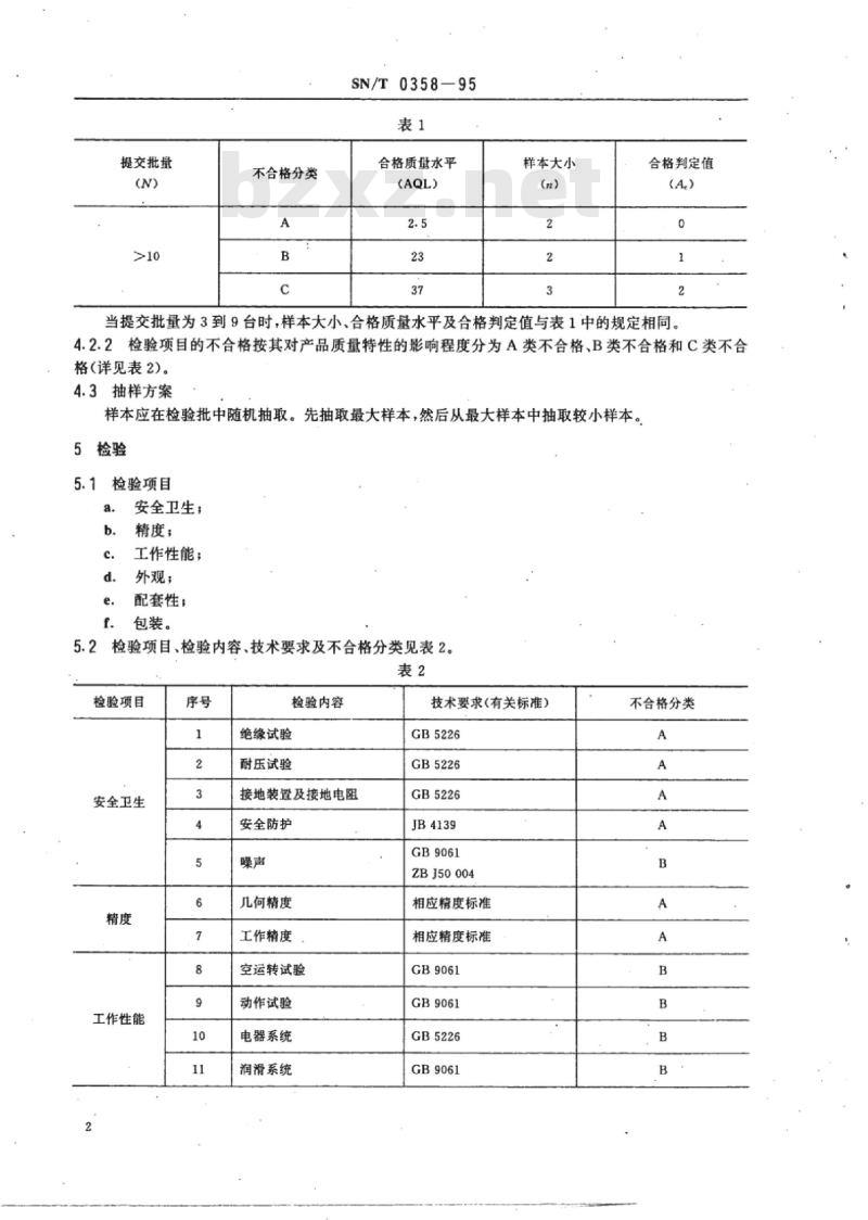 SN/T 0358-95 出口多功能机床检验规程