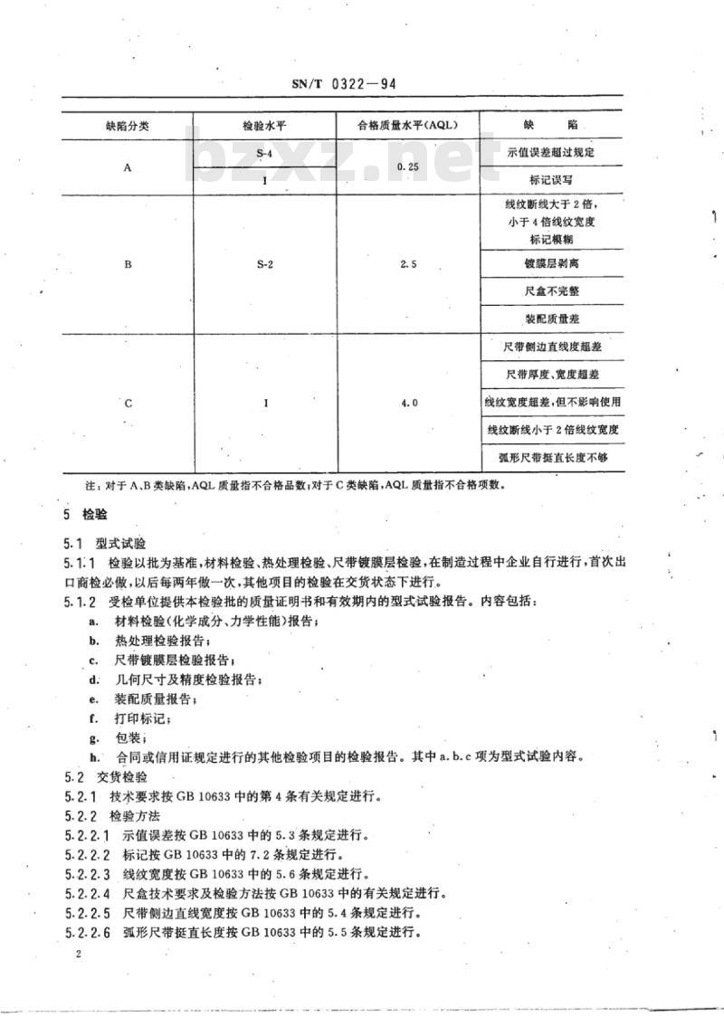 SN/T 0322-94 出口钢卷尺检验规程