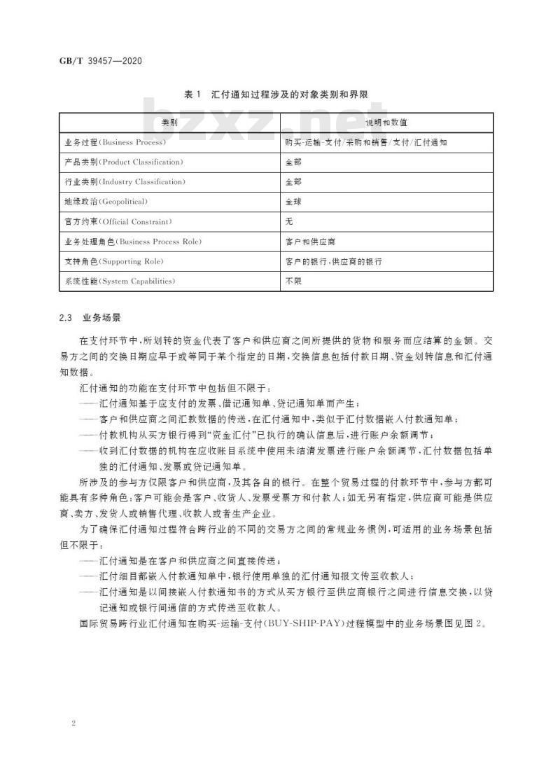 GB/T 39457-2020 国际贸易业务流程规范 汇付通知