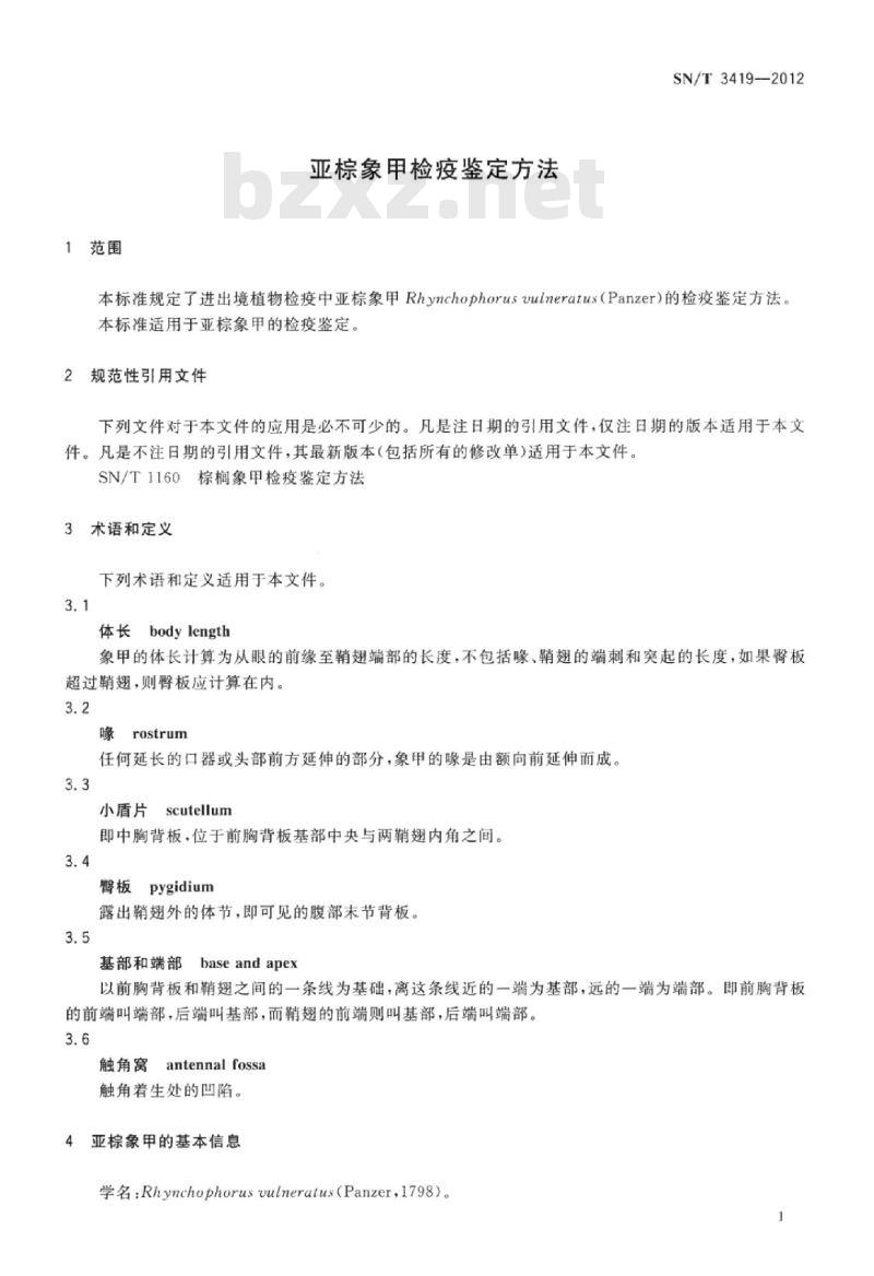 SN/T 3419-2012 亚棕象甲检疫鉴定方法