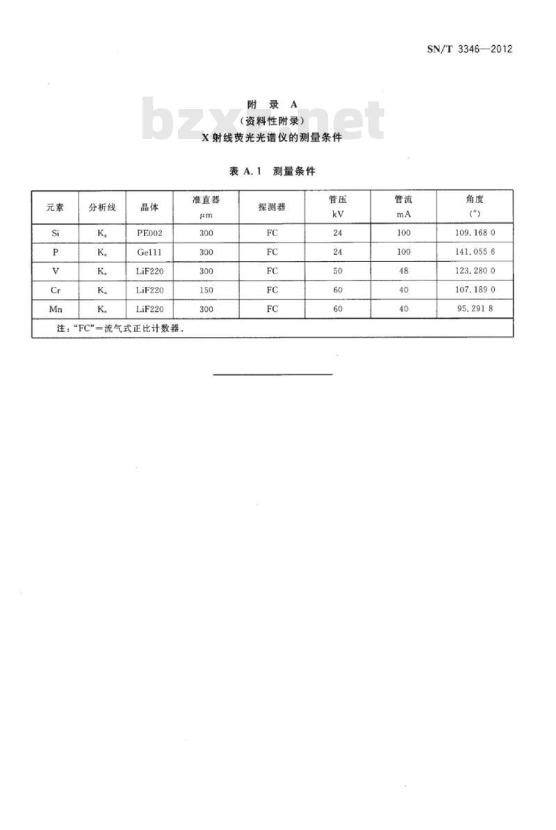 SN/T 3346-2012 铬钒钢中硅、锰、磷、铬、钒的测定波长色散X射线荧光光谱法