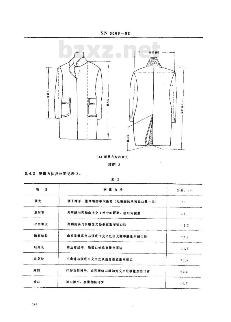 SN 0069-92 出口革皮服装检验规程
