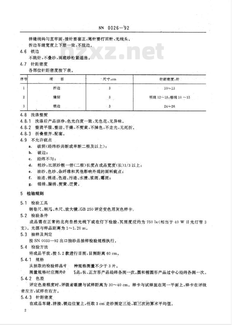 SN 0026-92 出口机绣抽纱品检验规程
