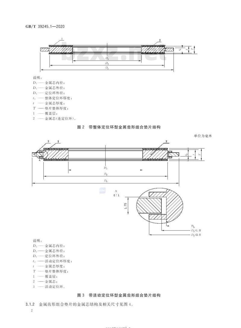 GB/T 39245.1-2020 管法兰用金属齿形组合垫片第1部分:PN系列