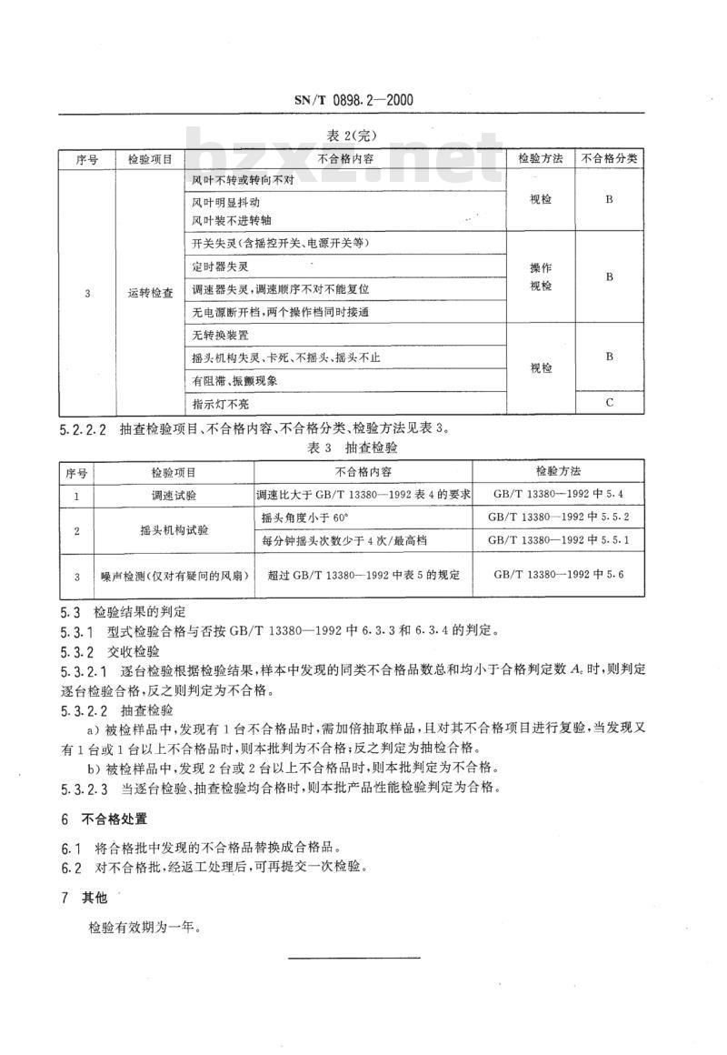 SN/T 0898.2-2000 出口电风扇和调速器性能要求检验规程