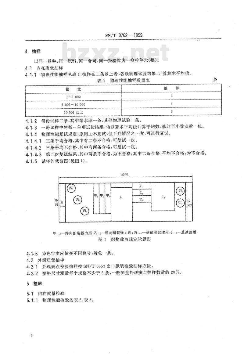 SN/T 0762-1999 出口梭织毛型围巾检验规程