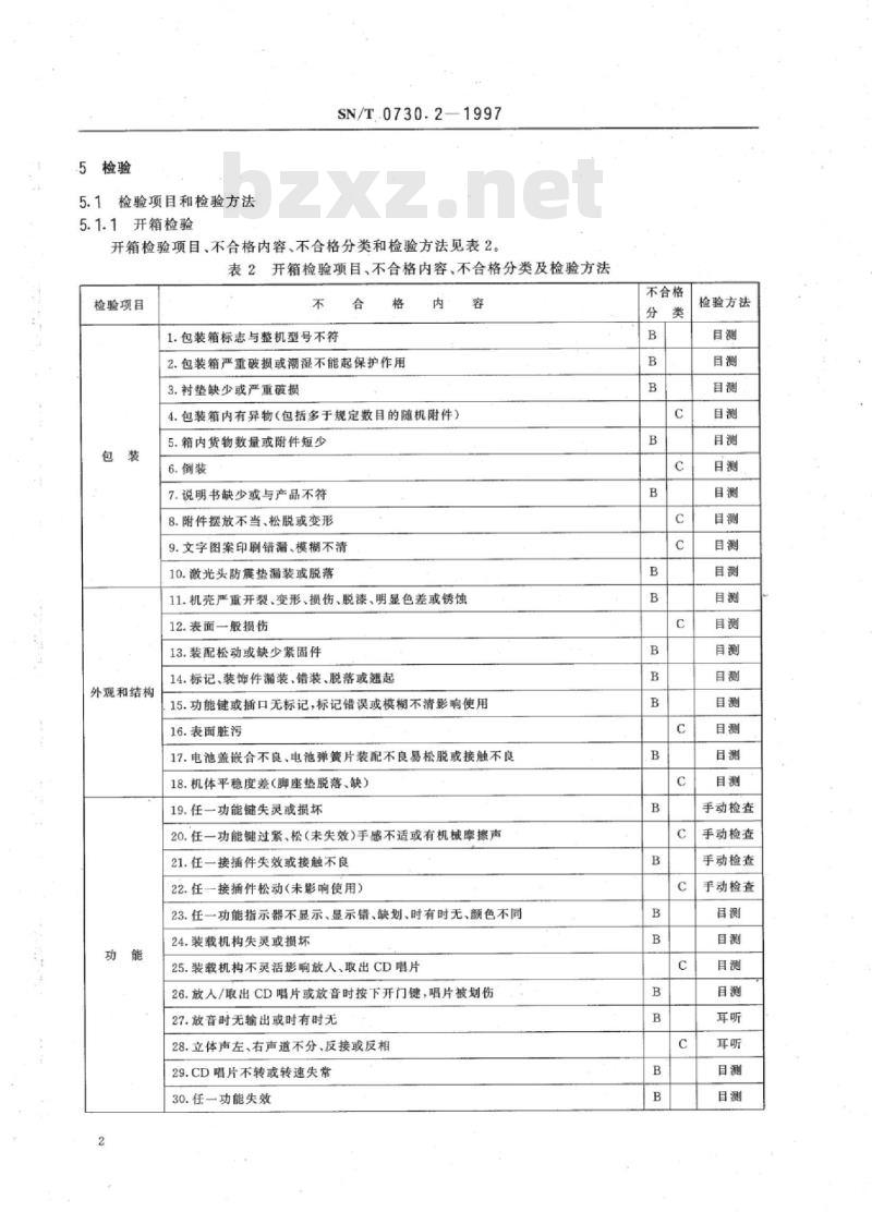 SN/T 0730.2-1997 进出口激光唱机技术性能检验规程