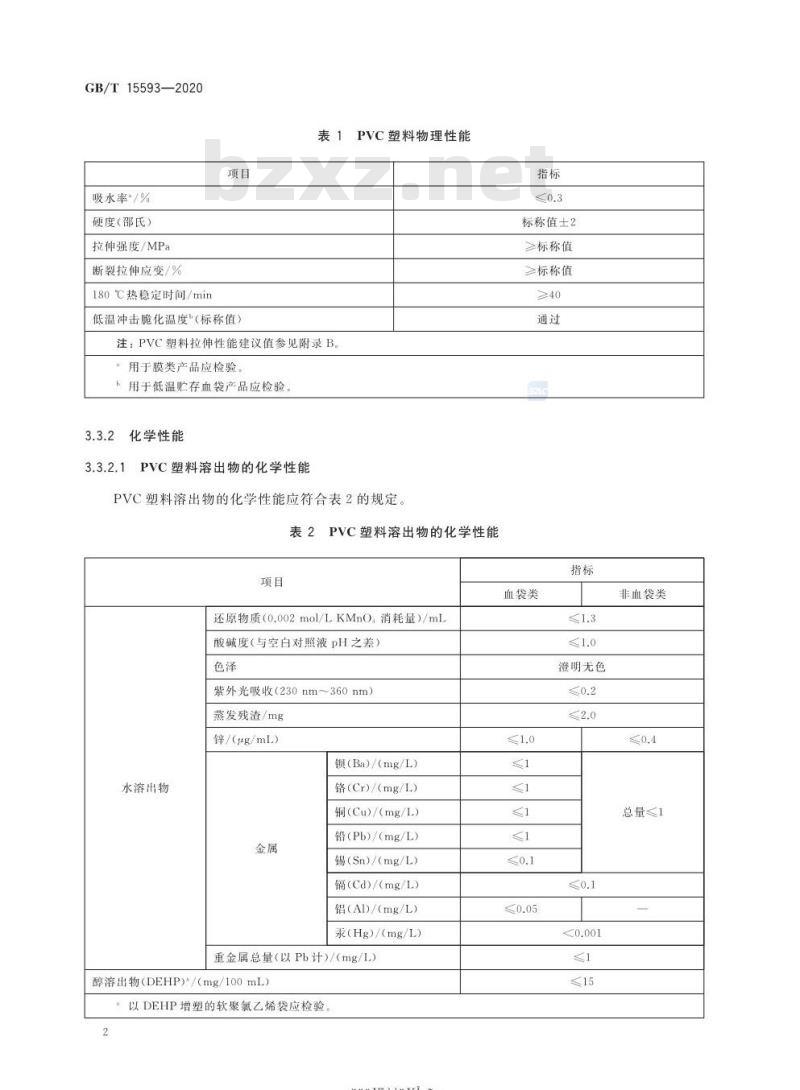 GB/T 15593-2020 输血(液)器具用聚氯乙烯塑料