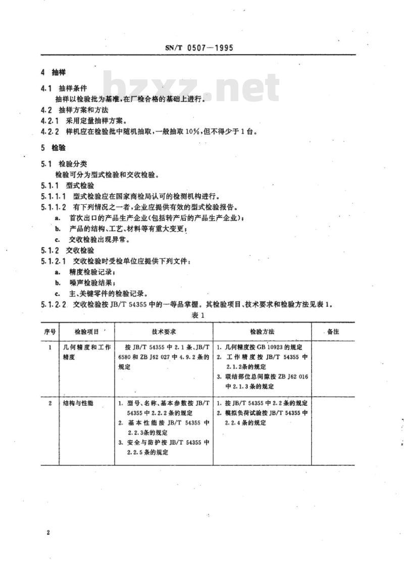 SN/T 0507-1995 出口开式压力机检验规程