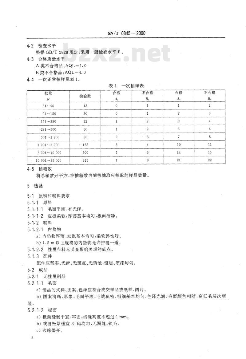 SN/T 0845-2000 进出口狗皮制品检验规程