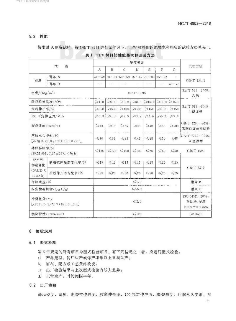 HG/T 4903-2016 动态全硫化热塑性弹性体 (TPV) 三元乙丙橡胶/聚丙烯型
