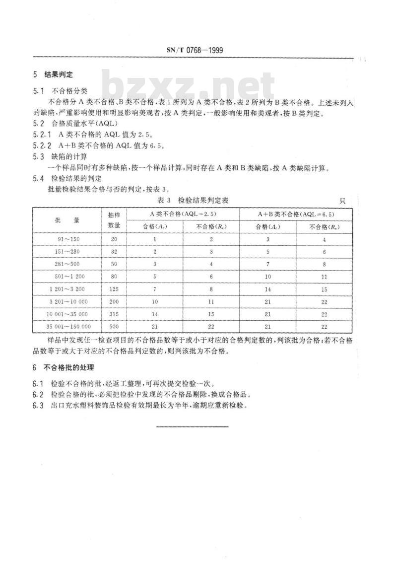 SN/T 0768-1999 出口充水塑料装饰品检验规程