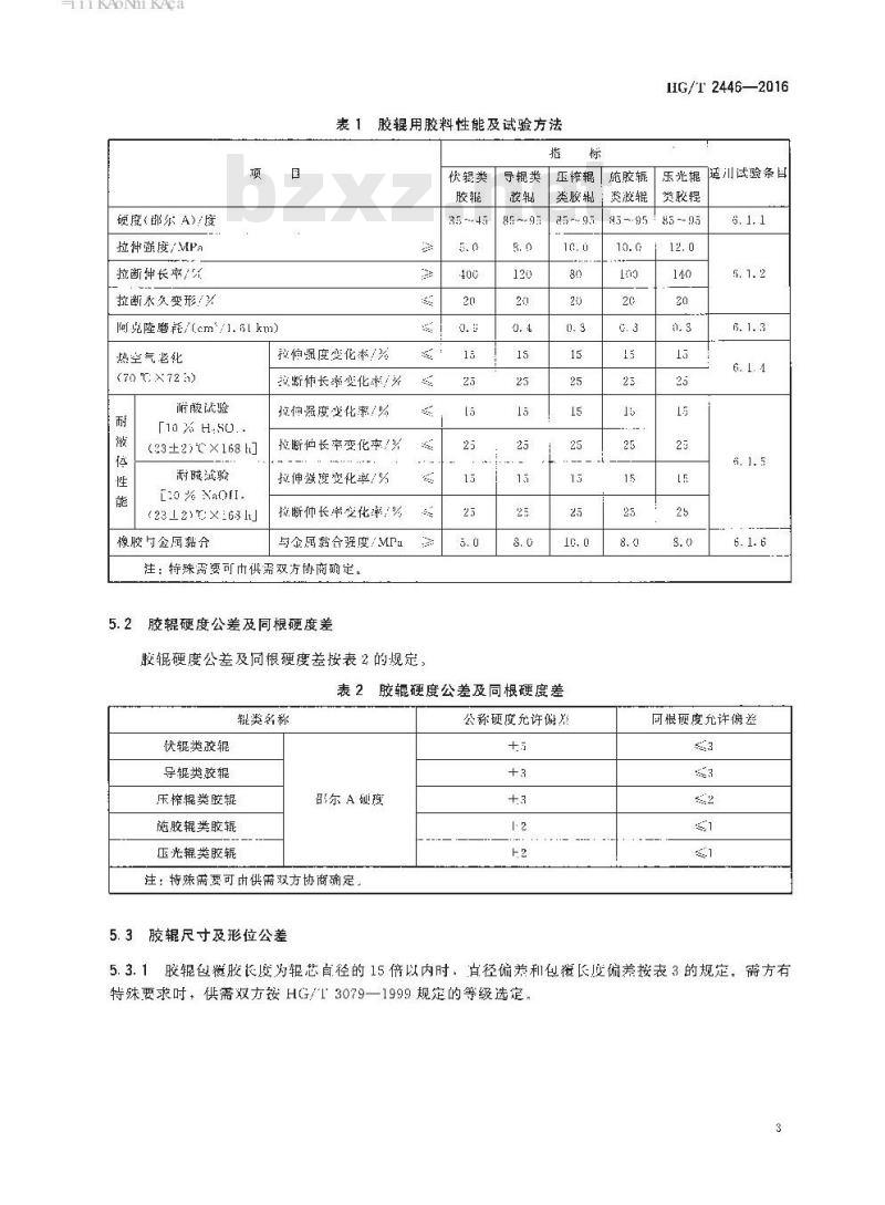 HG/T 2446-2016 代替 HG/T 2446-2005 胶辊 第5部分:造纸胶辊