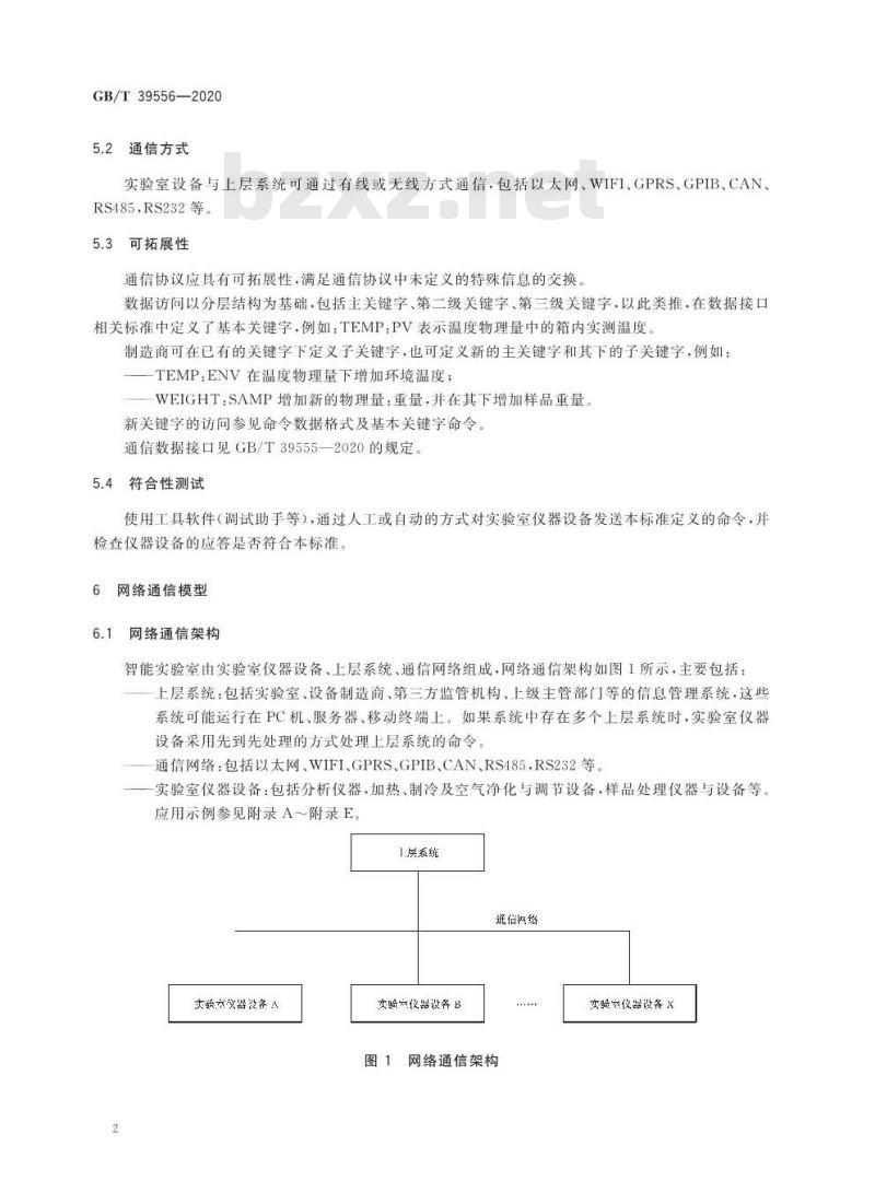 GB/T 39556-2020 智能实验室 仪器设备 通信要求