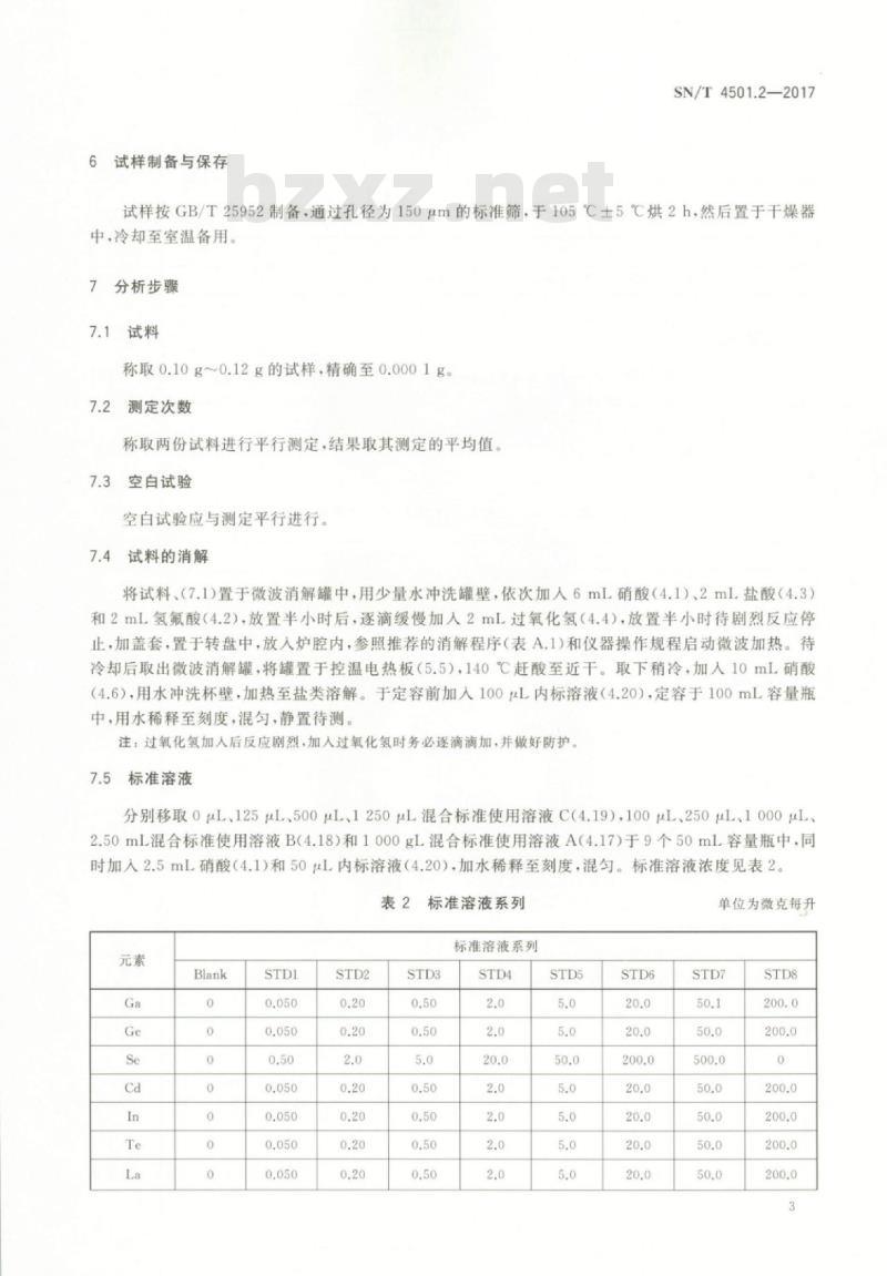 SN/T 4501.2-2017 镍精矿化学分析方法第2部分:镓、锗、硒、镉、铟、碲、镧、铊含量的测定电感耦合等离子体质谱法
