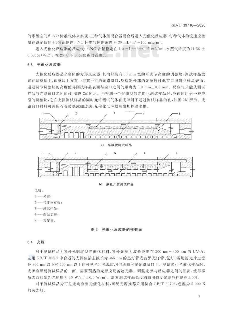 GB/T 39716-2020 光催化材料及制品空气净化性能测试方法氮氧化物的去除