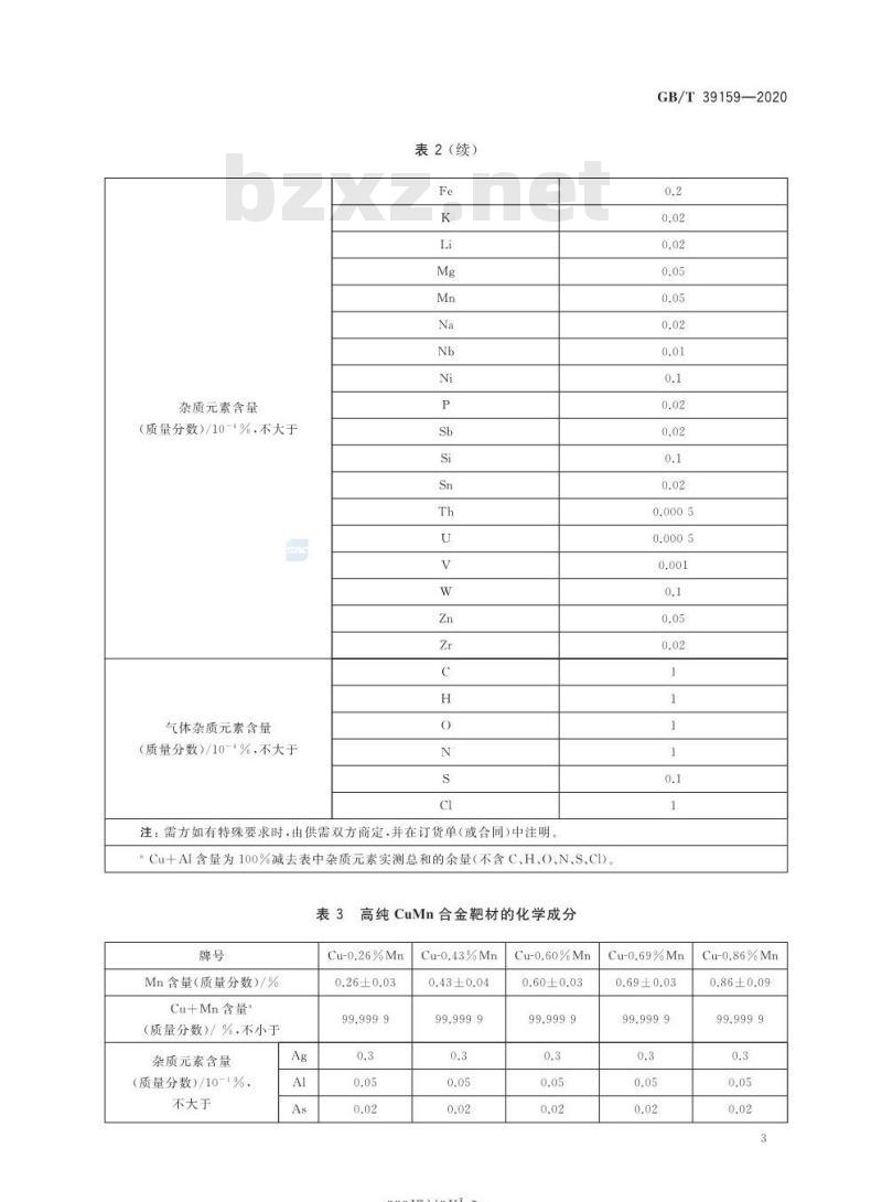 GB/T 39159-2020 集成电路用高纯铜合金靶材