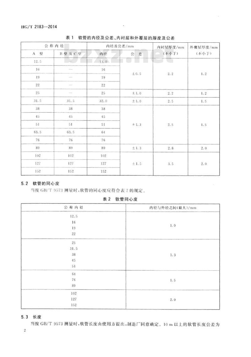 HG/T 2183-2014 代替 HG/T 2183-1991 耐稀酸碱橡胶软管