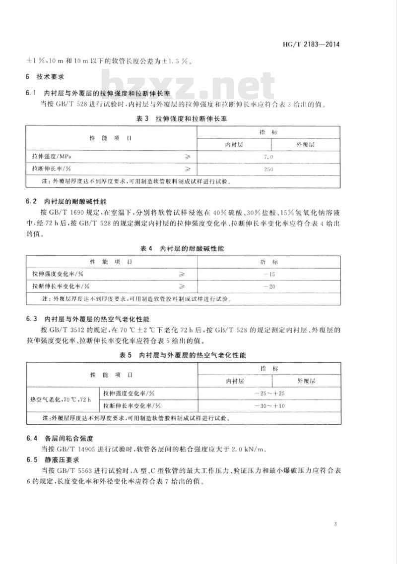 HG/T 2183-2014 代替 HG/T 2183-1991 耐稀酸碱橡胶软管