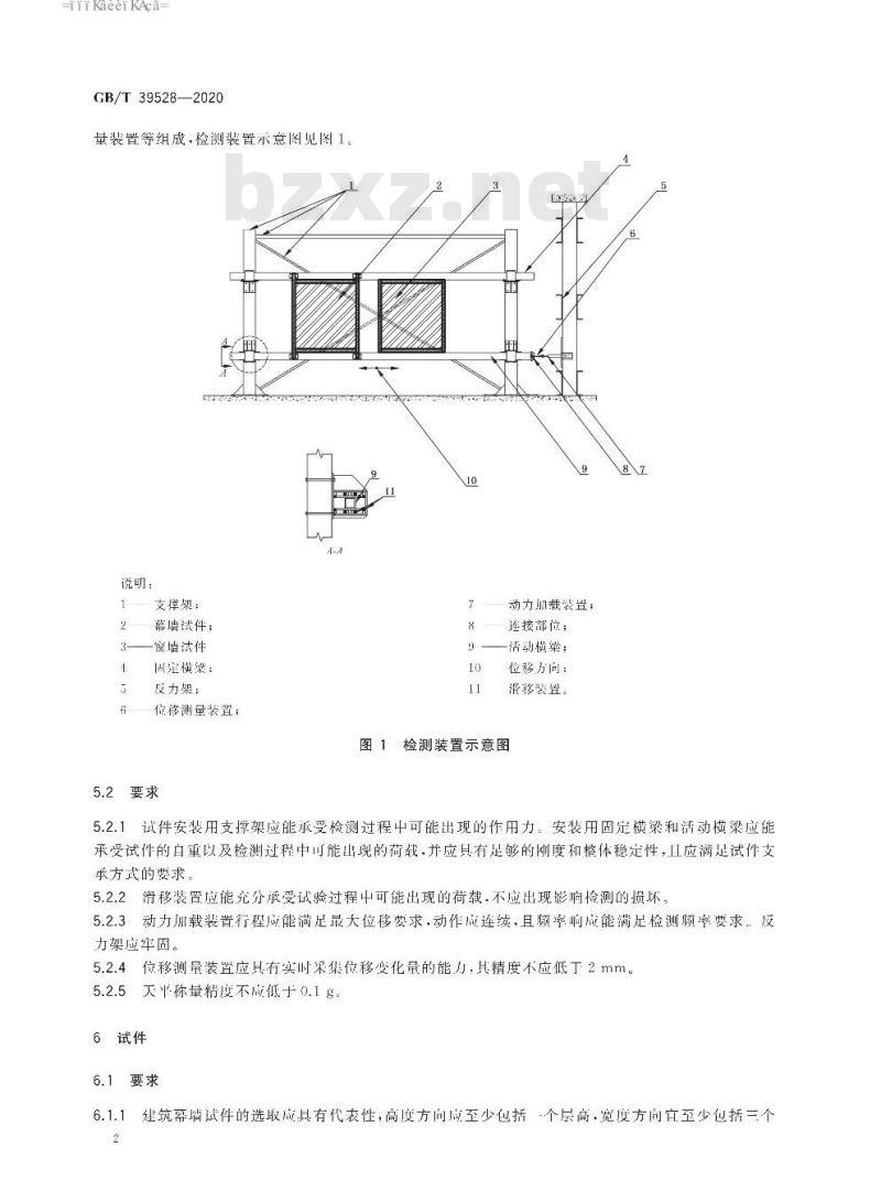 GB/T 39528-2020 建筑幕墙面板抗地震脱落检测方法