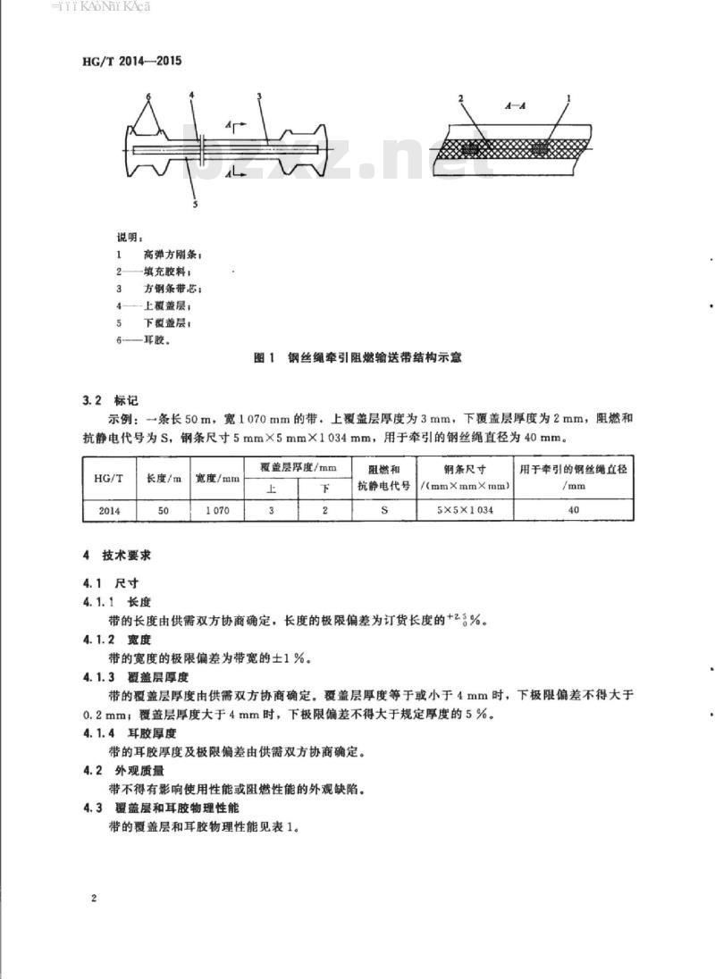 HG/T 2014-2015 代替 HG 2014-2005 钢丝绳牵引阻燃输送带