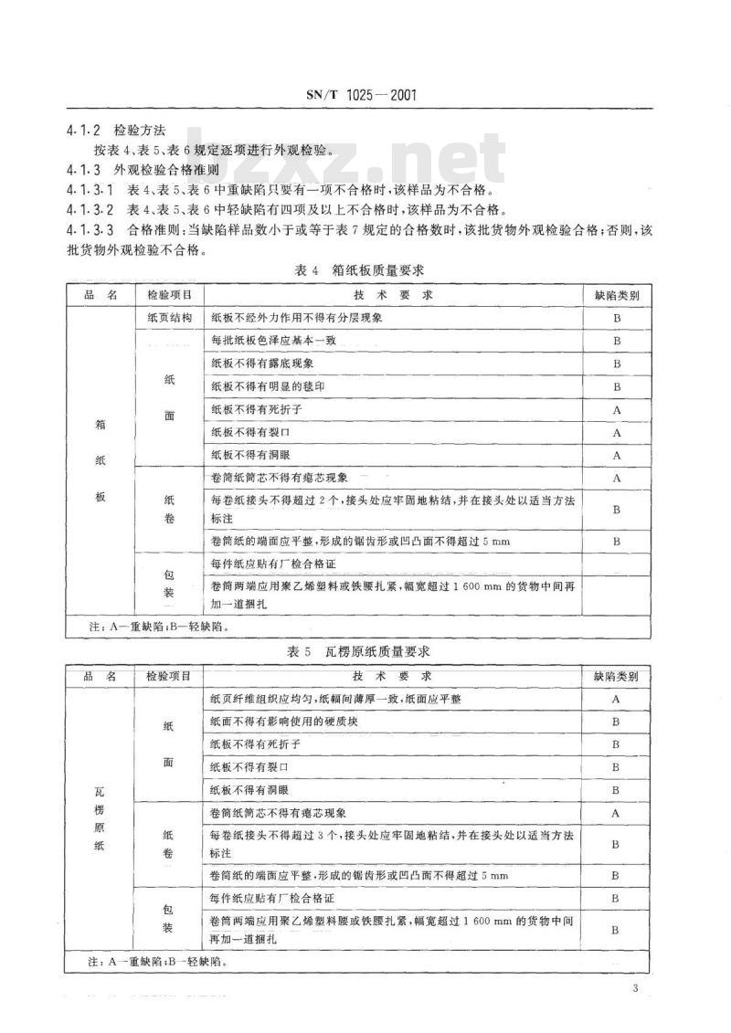 SN/T 1025-2001 出口商品运输包装瓦楞纸箱用纸检验规程